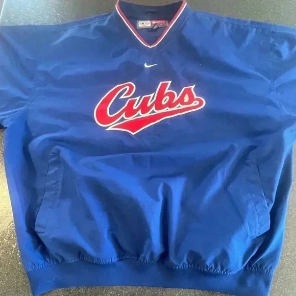 Vintage Y2K Nike MLB Chicago Cubs Blue Pullover Center Swoosh Jacket Sz XL - Picture 13 of 14